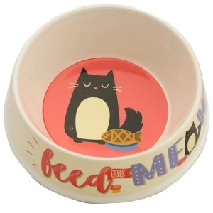Image of Bambootique Eco Friendly Feed Meow Feline Fine Cat Pet Bowl