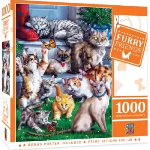 Image of Masterpieces Puzzle Furry Friends Butterfly Chasers Puzzle 1000 piece jigsaw puzzle