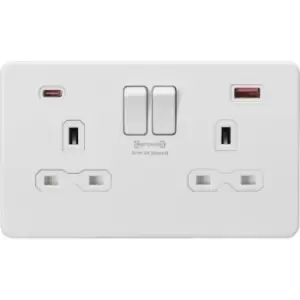Image of MLA Knightsbridge 13A 2 Gang DP Socket With Dual USB Charger Matt White - SFR9909MW