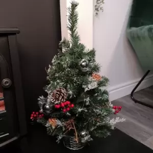 Image of 60cm Premier Decorated Potted PVC Christmas Tree in Silver with Glitter Tips