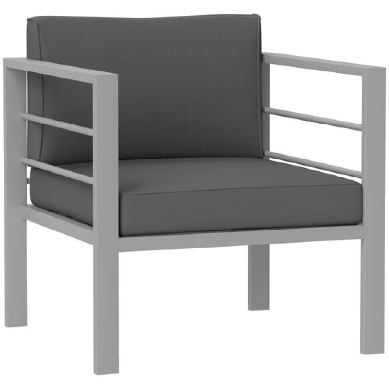 Image of Outsunny Patio Furniture Aluminium Armchair with Cushions, Charcoal Grey 84G-783V70CG