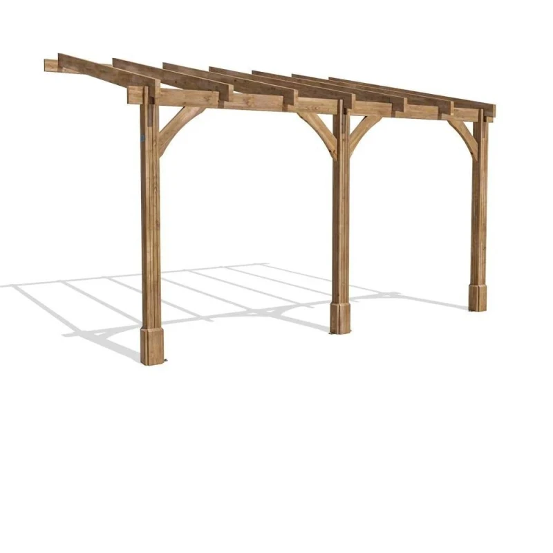 Image of Dunster House Wooden Lean To Pergola Kit 4M X 3M Wall Mounted Garden Plant Frame Leviathan