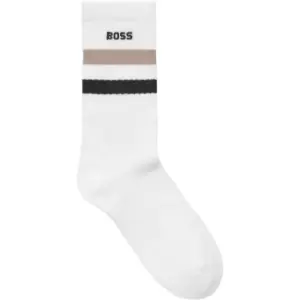 Image of Boss Crew Ribbed Striped Socks - White