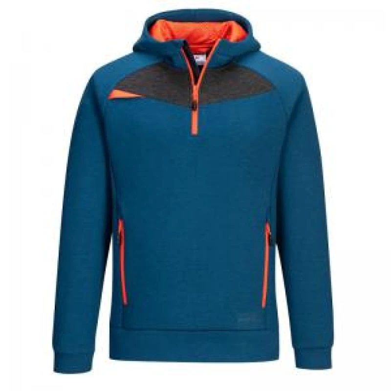 Image of Portwest DX4 Quarter Zip Hoodie DX467MBRM Colour: Metro Blue
