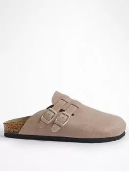 Image of Boohoo Double Bucklet Shoe - Taupe, Beige, Size 4, Women