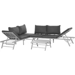 Image of Outsunny - 3 Pcs Garden Seating Set w/ Sofa Lounge Table Outdoor Patio Furniture - Grey