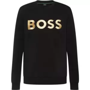 Image of Boss Salbo 1 Crew Sweater Mens Golden Logo Black