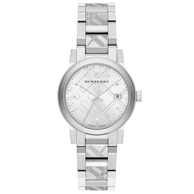 Image of Burberry Burberry BU9144 Silver Check Stamped Dial Womens Watch silver silver