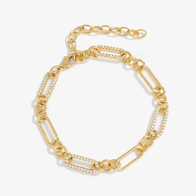 Image of Inicio Gold Plated Cubic Zirconia And Polished Chain Brac Jewellery Sets One Size Gold 70544910000