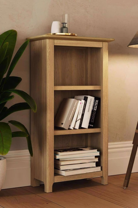 Image of FWStyle 3 Tier Natural Oak Veneer Bookcase in Brown Brown Unisex