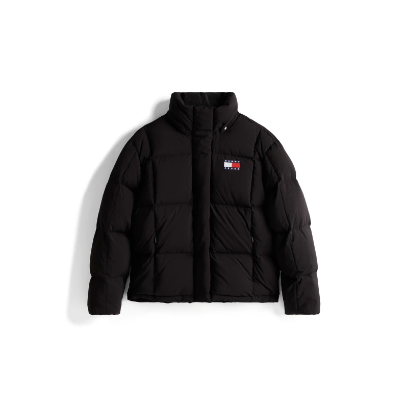 Image of Tommy Jeans Womens Alaska Water Resistant Long Sleeve Short Puffer Jacket Black female 14 (L)