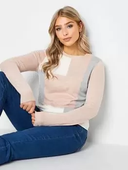 Image of M&Co Blush Colour Block Jumper, Pink, Size 18-20, Women