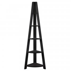 Image of Tiva Wooden Corner Ladder Shelving Black