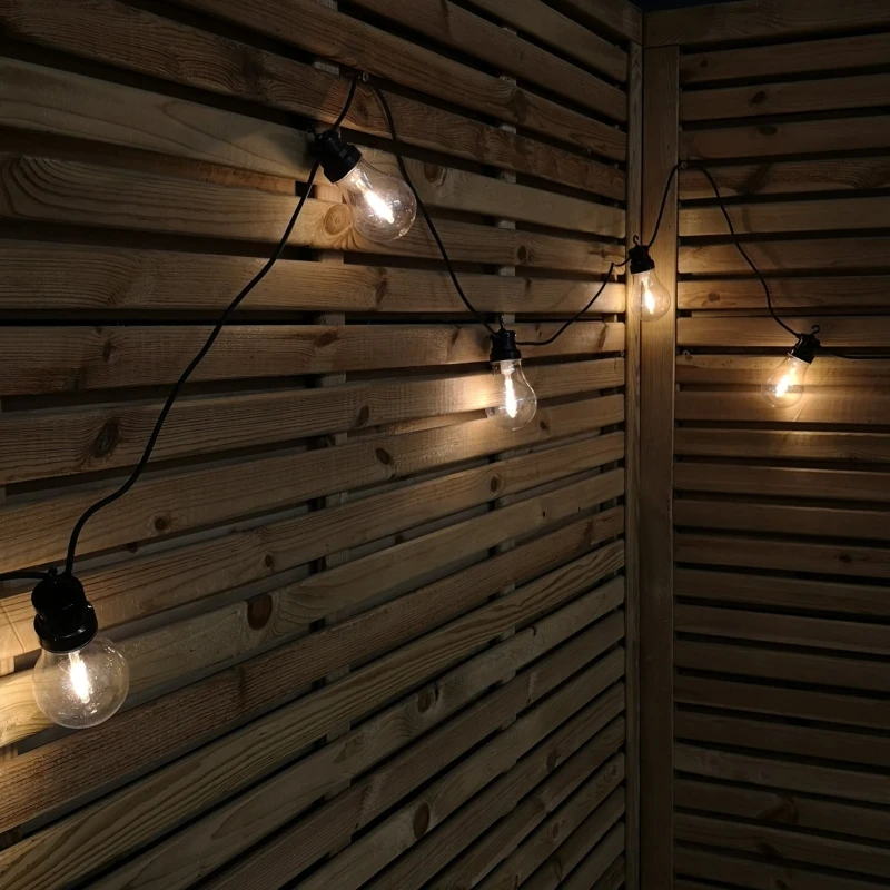 Image of 4.5m Set of 10 Connectable Festoon Bulb Lights in Warm White with Timer Function