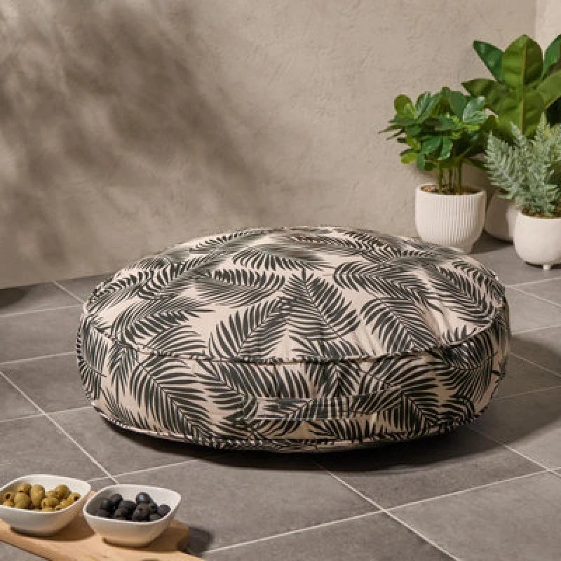Image of OHS OHS Large Outdoor Cushion Round Decorative Floor Garden Water Resistant in Black One Size Unisex 5027434209132