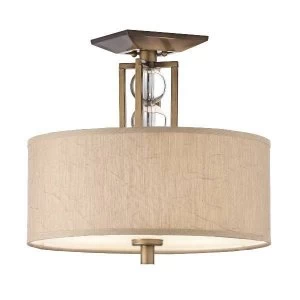 Image of 3 Light Semi Flush Ceiling Light Bronze, Beige, E27