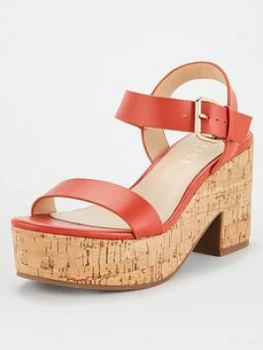 Image of OFFICE Mimi Cork Barely There Sandal - Coral, Size 7, Women
