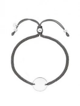 Image of Simply Silver Sterling Silver Personalised Engravable Disc Adjustable Grey Toggle Bracelet