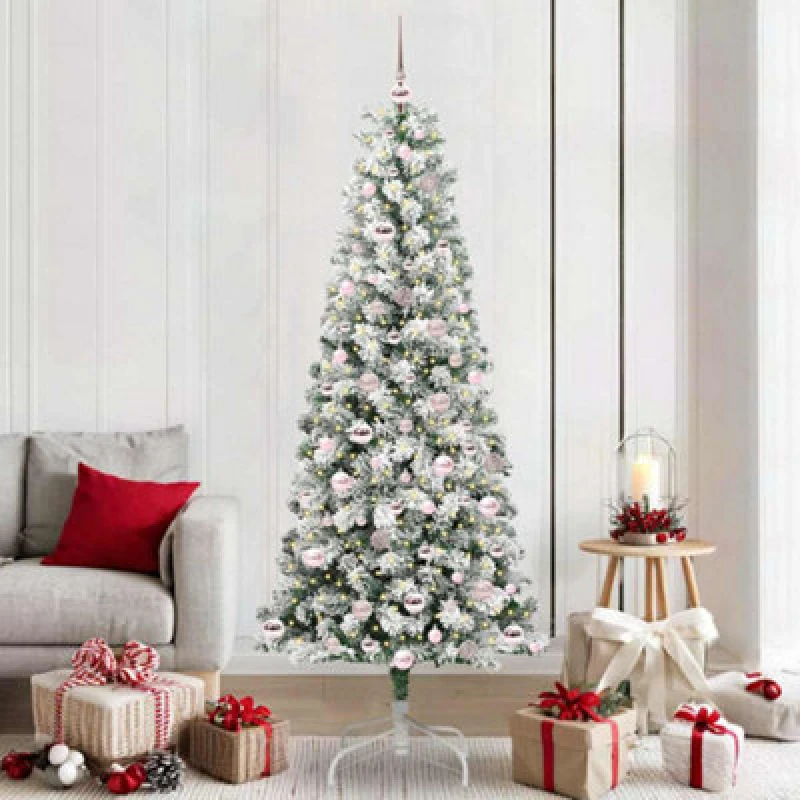 Image of vidaXL Artificial Hinged Christmas Tree 210cm PVC, Green 3395606