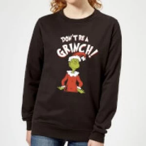 Image of The Grinch Dont Be A Grinch Womens Christmas Sweatshirt - Black - XL