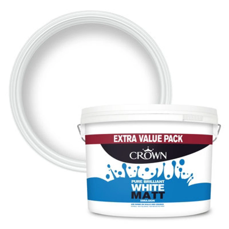 Image of Crown Walls & Ceilings Emulsion Matt Pure Brilliant White - 7.5L