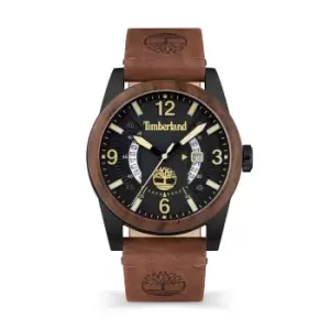 Image of Timberland Ferndale Brown Leather Strap Watch with Black Dial