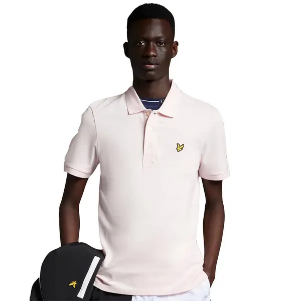 Image of Lyle & Scott Mens Plain Organic Cotton Polo Shirt XL - Chest 42-44' (106-111cm) Light Pink LYL113-W488-XL