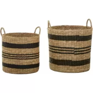 Image of Premier Housewares - Arles Black Stripes Seagrass Baskets