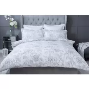 Image of Belledorm Ella Duvet Cover Set (King) (White/Grey) - White/Grey