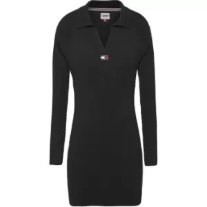 Image of Tommy Jeans Tjw Crv Colar Badge Sweat Dress - Black