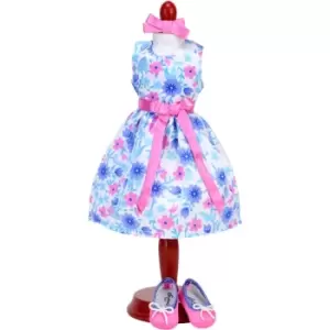 Image of Teamson Kids - Sophia's by Satin Floral Dress and Shoes for 14.5 Dolls, Pink/Blue