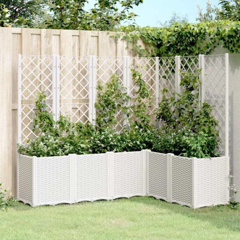 Image of VIDAXL Vidaxl - Garden Planter with Trellis White 160x120x140cm pp 8721012410862