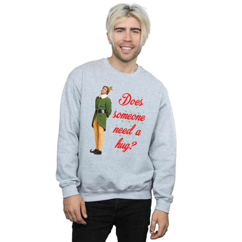 Image of Elf Elf Men Hug Buddy Sweatshirt in Grey Size: Small Grey S Male 5057736084373