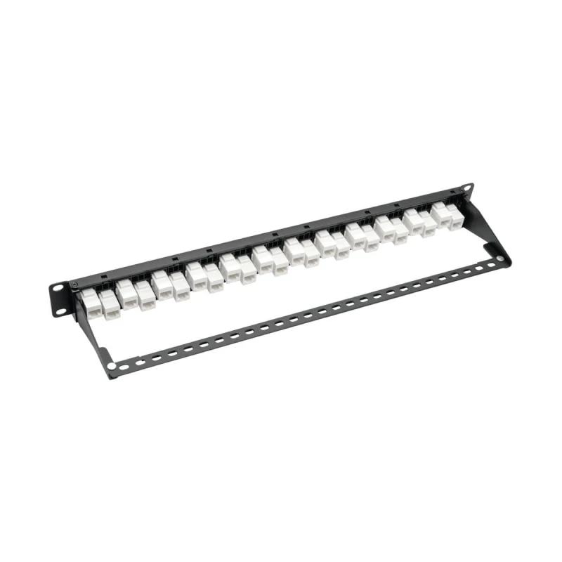 Image of Tripp Lite Tripp Lite N254-024-6A-OF 24-Port 1U Rack-Mount Cat6a Offset Feed-Through Patch Panel with Cable Management Bar, RJ45 Ethernet, TAA N254-02