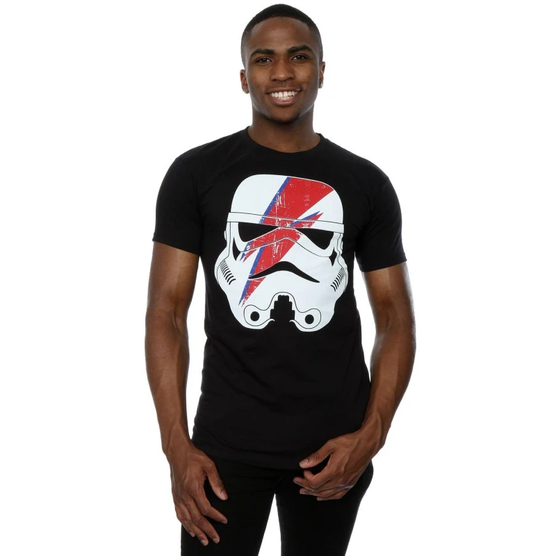 Image of Star Wars Star Wars Men Stormtrooper Glam Lightning Bolt T-Shirt in Black Size: Small Black S Male 5057068008368
