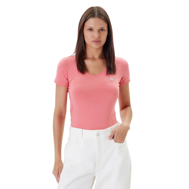 Image of Guess Womens T-Shirt Guess Mini Triangle Rose Female M
