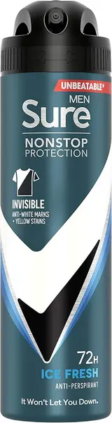 Image of Sure Men Non Stop Protection Invisible Ice Fresh Deodorant 150ml