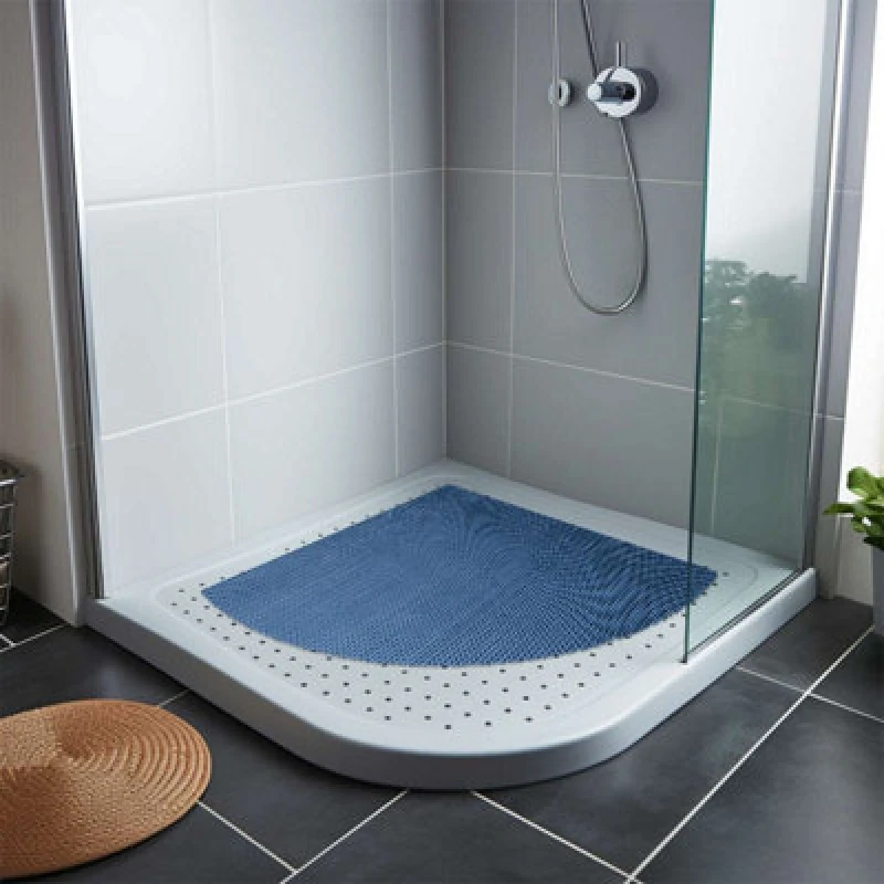 Image of Nicoman Reversible Dual-Colour Blue/green Pvc Anti Slip Corner Shower Mat Bath Mat - Quadrant 60X60Cm
