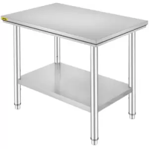 Image of VEVOR Kitchen Catering Table 24 x 36 x 32" NSF Stainless Steel Work Table for Commercial Kitchen Prep Workbench 60X90X80cm with Lower Shelf Work Table