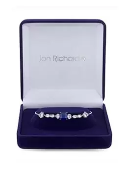 Image of Jon Richard Rhodium Plated Mixed Stone Montana Blue Toggle Bracelet - Gift Boxed, Silver, Women