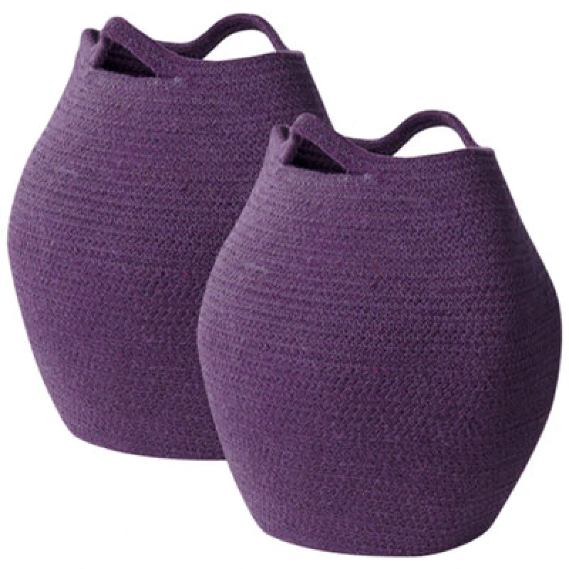 Image of Beliani Set Of 2 Baskets Panjgur Cotton Purple