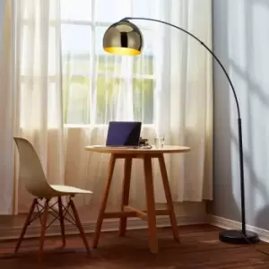 Image of Curved Arquer Floor Lamp Gold Shade By Teamson Home Modern Lighting Vn-l00012-UK