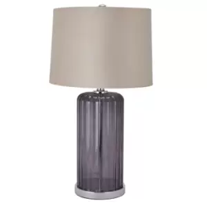 Image of Alberta Metallic Glass Lamp With Velvet Shade