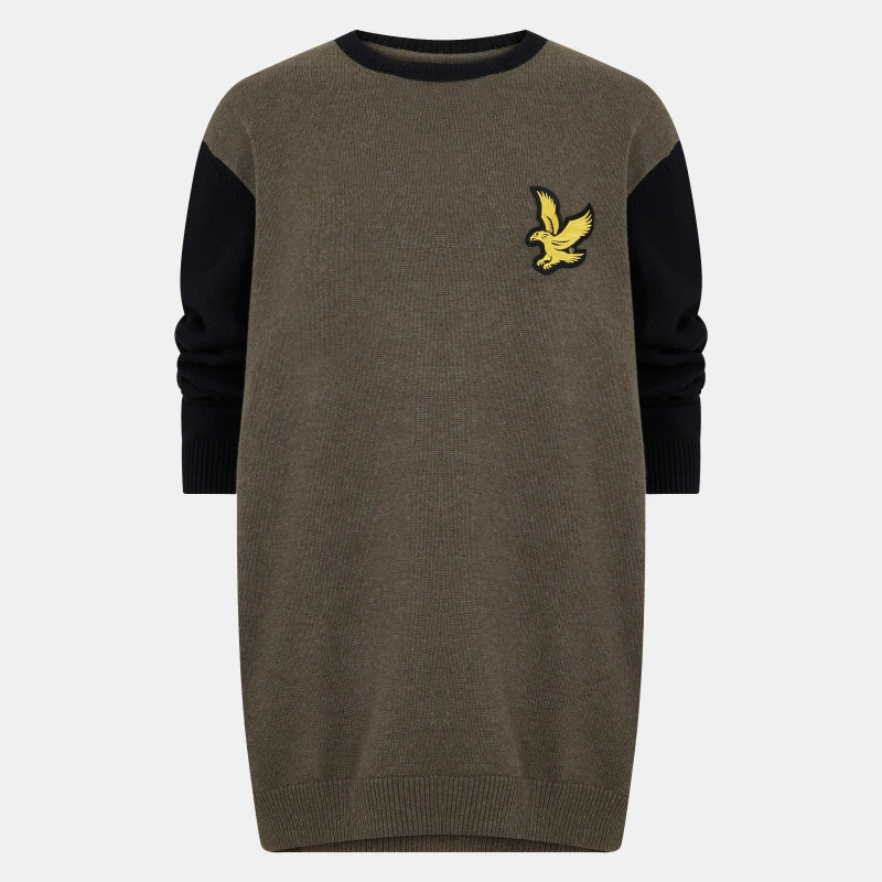 Image of Lyle and Scott Block Crew Neck Sweater - Green Green 3XL