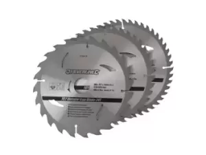 Image of Silverline 749249 TCT Circular Saw Blades 24 40 48T 3pk 200 x 30 - 25 18 16mm rings