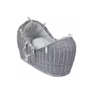 Image of Dimple Grey Noah Pod Wicker Moses Basket, Grey - Clair De Lune