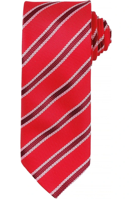 Image of Premier Premier Men Waffle Stripe Formal Business Tie in Dark Red Dark Red One Size Male 5057080770748