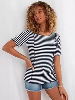 Image of Joe Browns Joe Browns Simple Stripe T-Shirt - White, Size 12, Women