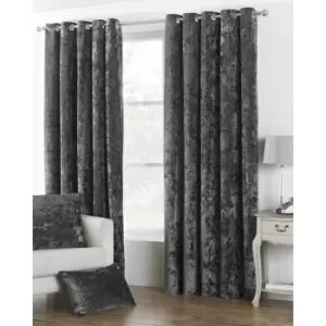 Image of Riva Home Verona Velvet Style Eyelet Curtains (66 x 72" (168 x 183cm)) (Pewter) - Pewter