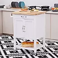 Image of HOMCOM Kitchen Island W/ Drawer-White/Oak Colour 65 x 48 x 90 cm